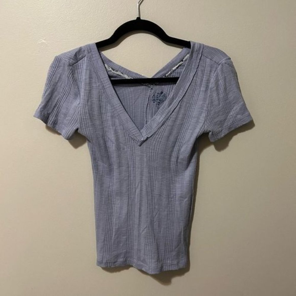 Lavender pilcro Anthropologie?ribbed?tee - small